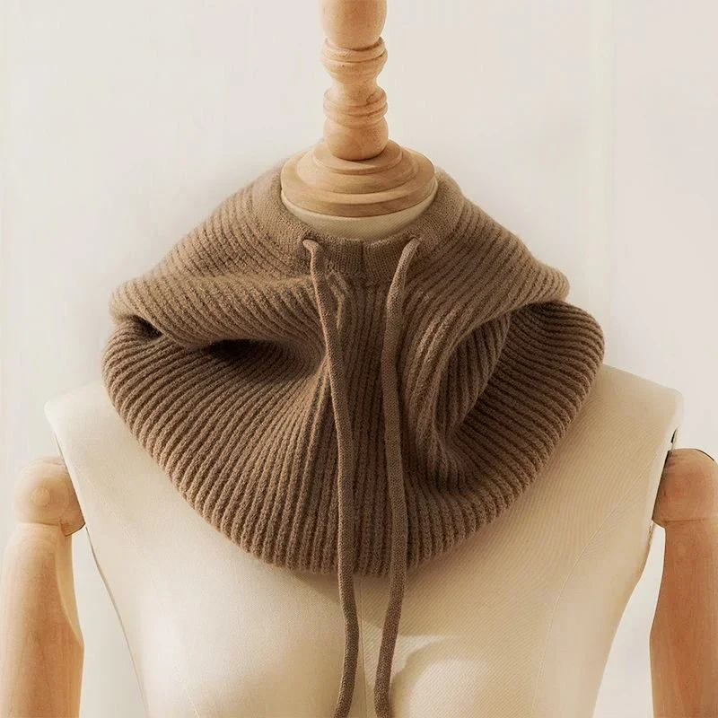 Unisex Adjustable Elastic Balaclava Cap Warm Ring Scarf Beanie Hat For Women Men Windproof Hooded Neck Collar Knitted Hat Bonnet