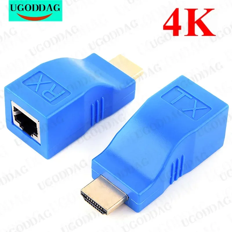 4K HDMI-compatible Extender Extension up to 30m Over CAT5e 6 UTP LAN Ethernet Cable RJ45 Ports LAN Network Computer Connector