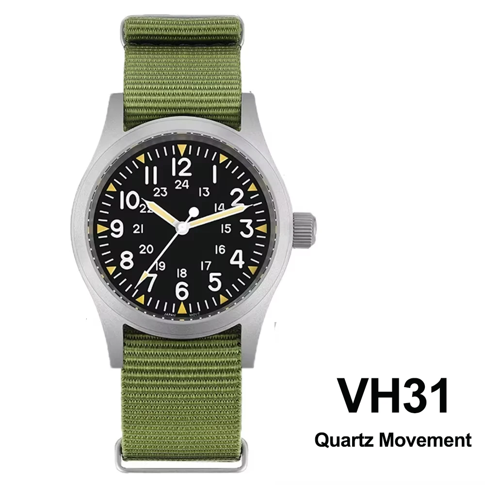 Militado ML05 38mm Military Field Watch VH31 Sweep Quartz Movement