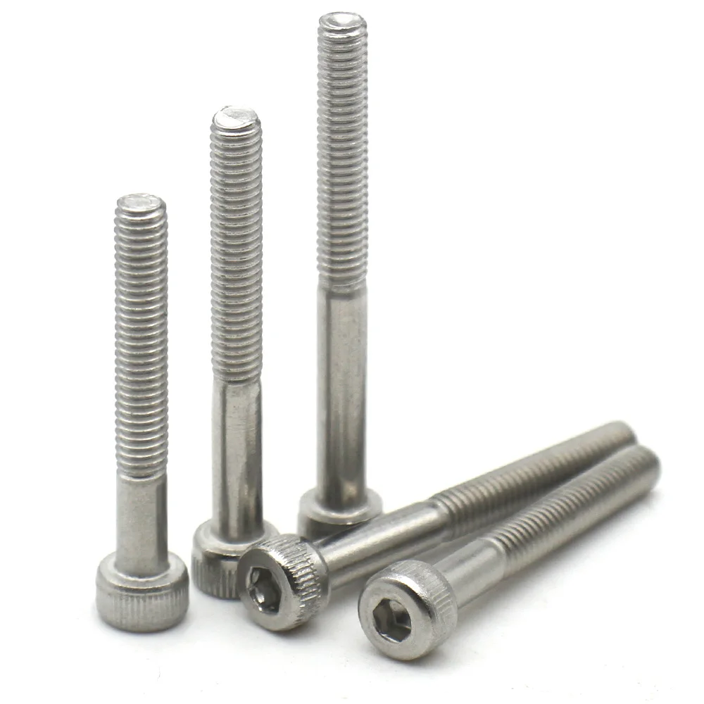 10-1 pz 304 In Acciaio Inox Socchetto Viti A Testa Cilindro M3 M4 M5 M6 M8 M10 M12 M14 M16 Filettatura Parziale Bulloni Esagonali di Lunghezza Lunga