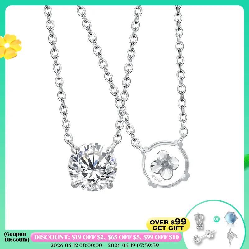

ATTAGEMS Necklace For Woman Pendant Moissanite Diamond 6.5mm 1CT 925 Silver Necklace For Women Chains Party Bridal Fine Jewelry