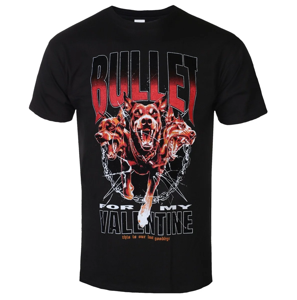 Bullet for My Valentine Front Print with Gothic Band Lettering and Skull Girl Holding Bleeding Heart Surrounded By Red Roses