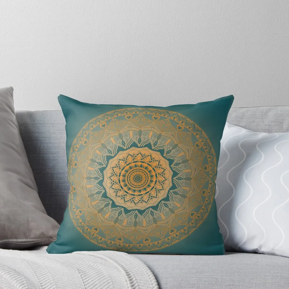 

Teal to Tangerine Mandala Throw Pillow covers for pillows Cusions Cover Cushions For Children anime girl pillow