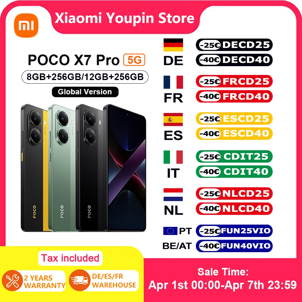 Version Globale POCO X7 Pro 5G Smartphone Haut de Gamme 5G Dimensity 8400-Ultra 90W HyperCharge Batterie CrystalRes 6000mAh typ.