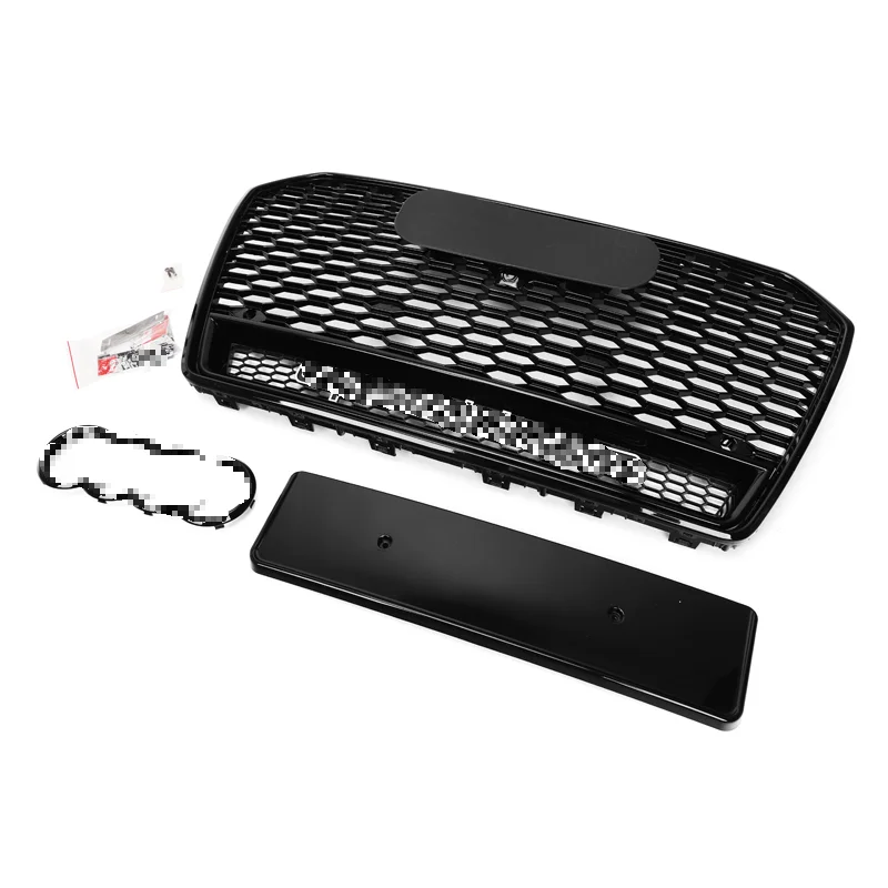 Black ABS Car bumper grills  For Audi A6 S6 C7.5 Upgrade  RS6 style  Honeycomb Grill with Lower Mesh 2016 2017 2018