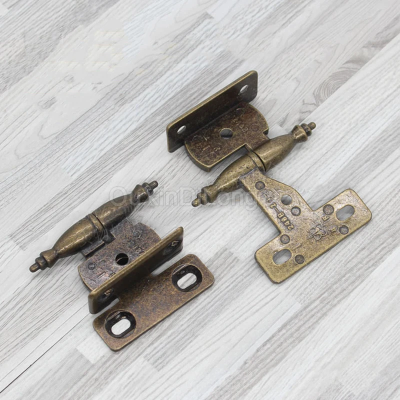 6Pairs Antique Wardrobe Detachable Hinges Cabinet Door Folding Butt Hinge Bronze Crown Hinge Retro Furniture Hardware FG1504