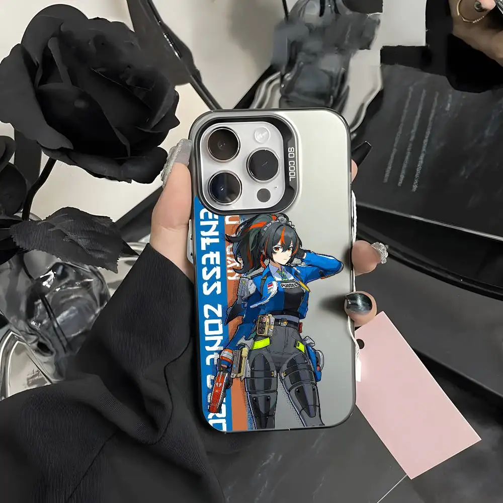 ZZZ Zhu Yuan جراب هاتف آيفون 17 16 15 14 13 12 11 Pro Max Air متعدد الألوان ماتي ليزر معدني أورورا فوندا