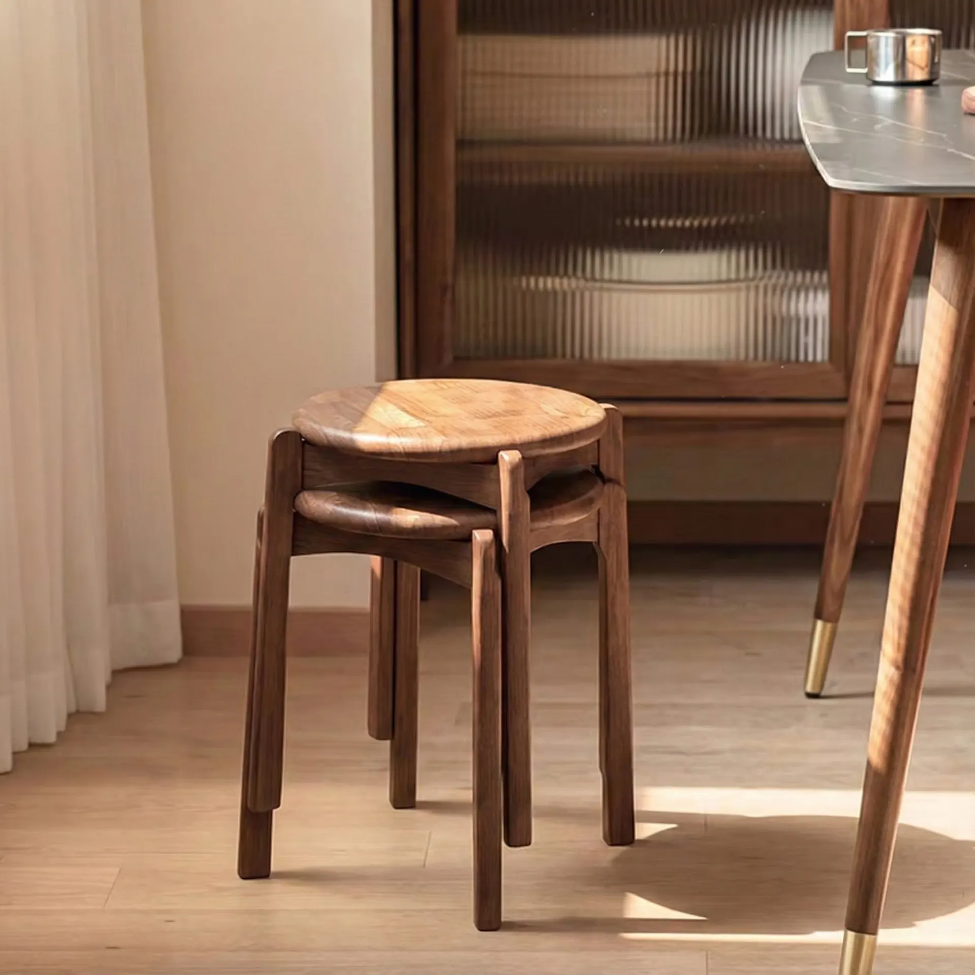 

Stackable household living room solid wood special dining table chair