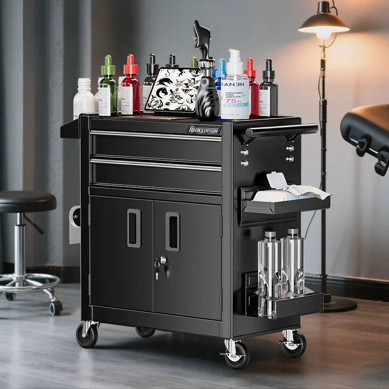 Barber Shop Tool Cabinet Cart Movable Storage Floor Standing Multilevel Multifunctional Shelving Storage Cart Rolling Cart