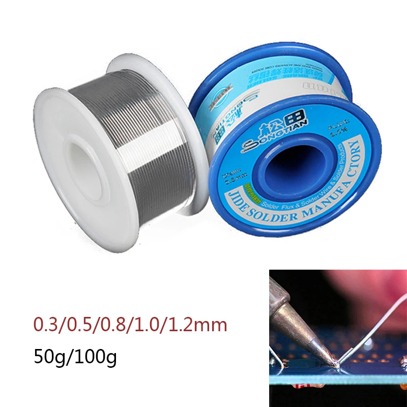 

50g/100g Solder Wire 0.3/0.5/0.8/1/1.2mm No-clean FLUX 2.0% Rosin Core Welding Tin Soldering Iron Wire Reel BGA Soldering Tin