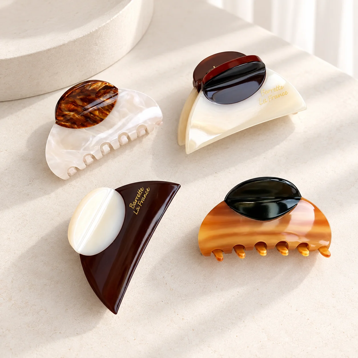Premium Acetate Hair Claw Clip French Vintage Geometric Tortoise Shell Marble Strong Hold Jaw Clips for Ladies' Hair Accessories
