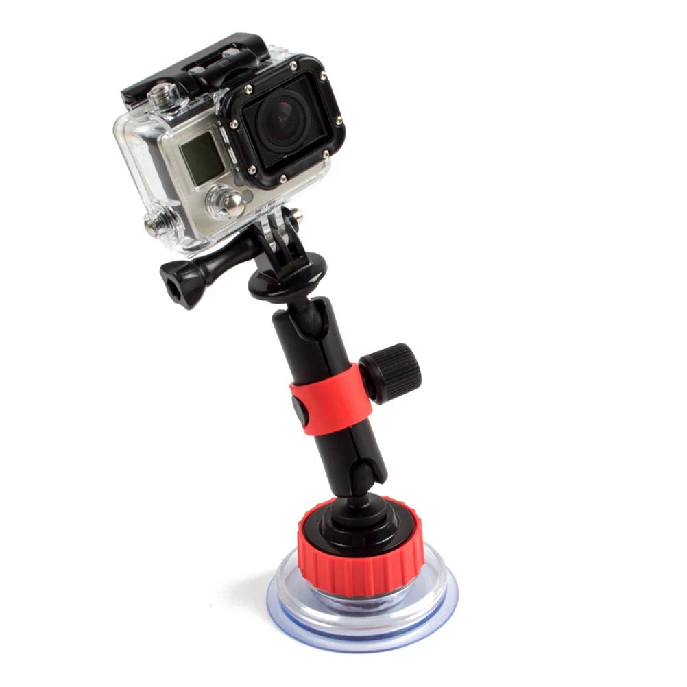 

360 Degrees Mini Suction Cup Mount Black Red for Action Camera Quick Release Adjustable Angle Suction Mount for Session
