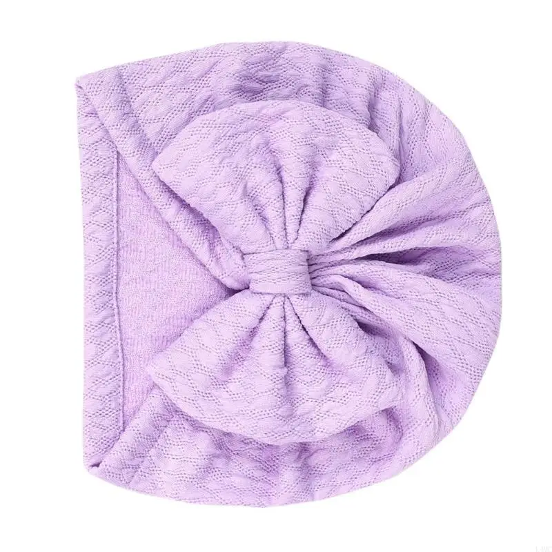 Baby-Stirnband-Turban-Mütze mit großem Schleifendekor, elastische, stilvolle Beanie-Mütze L4MC