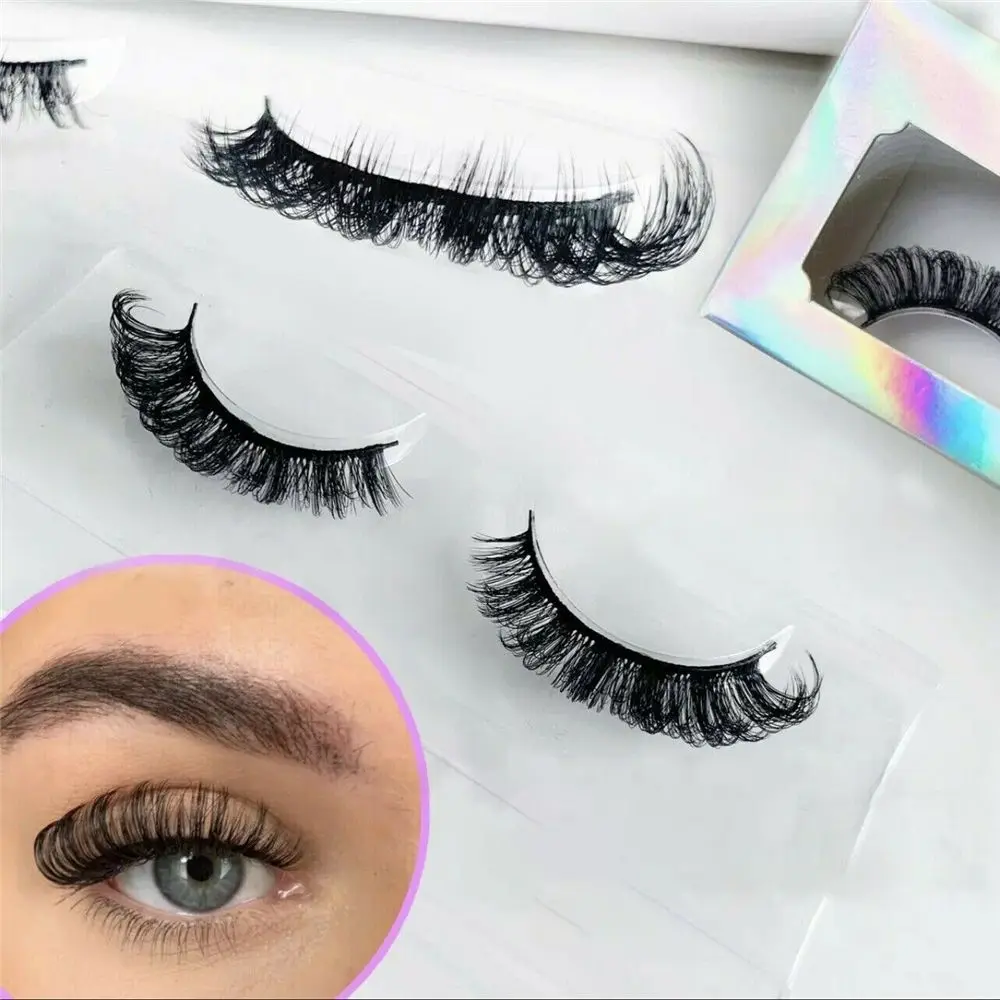 Per la festa di Halloween Cosplay lungo arricciato pieno Wispy Fluffy Russian Strip Lashes ciglia finte D Curl Faux Mink Lashes