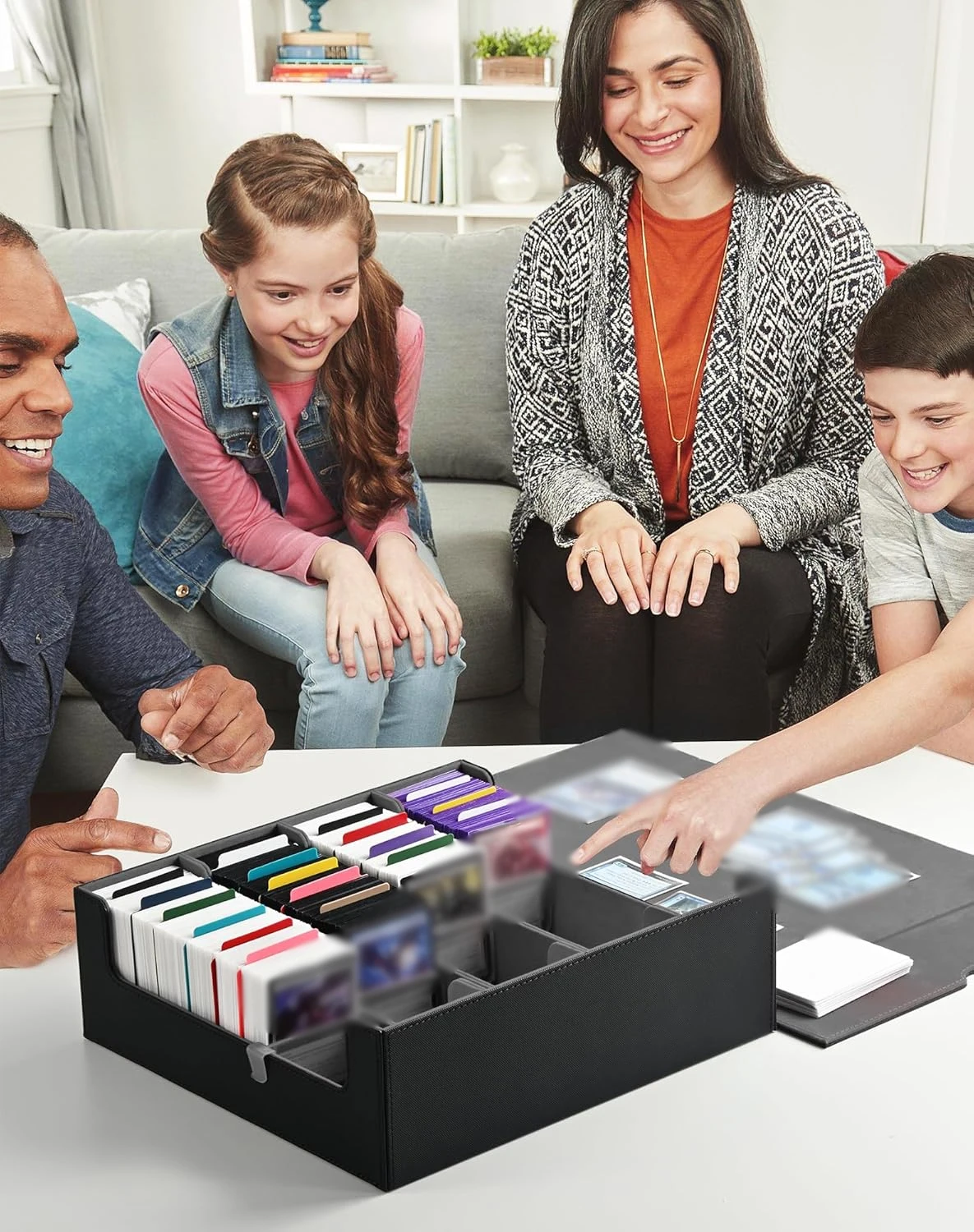 Trading Card Storage Box, Holds 2400+ Deck Box with Removable Cover; PU Leather Card Box Fits TCG PTCG Sports Cards