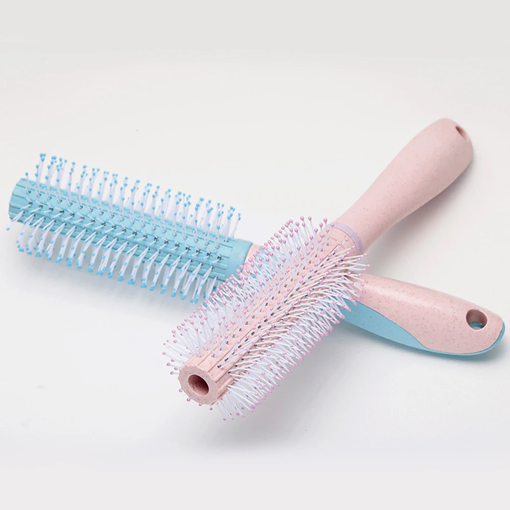 

Plastic Wheat Straw Hair Comb Candy Colored Cylindrical Roller Durable Lightweight Curly Hair Comb Styling Tool