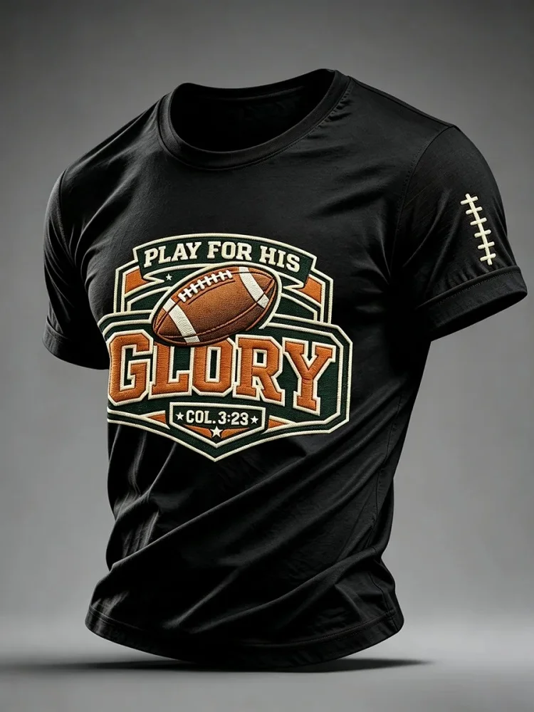 New Men's T-Shirt Rugby Design 3D-Printed T-Shirt Summer Fashion Short-Sleeve Crew Neck Breathable Sporty Style T-Shirt