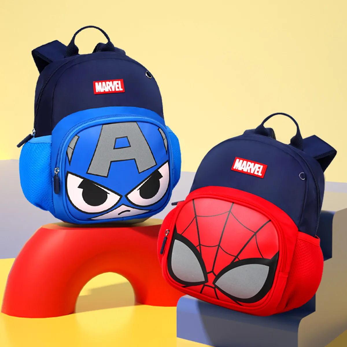 Disney Boys Kindergarten Bag Spider Man Captain America Student Shoulder Orthopedic Backpack Large Capacity Kids Gifts Mochilas