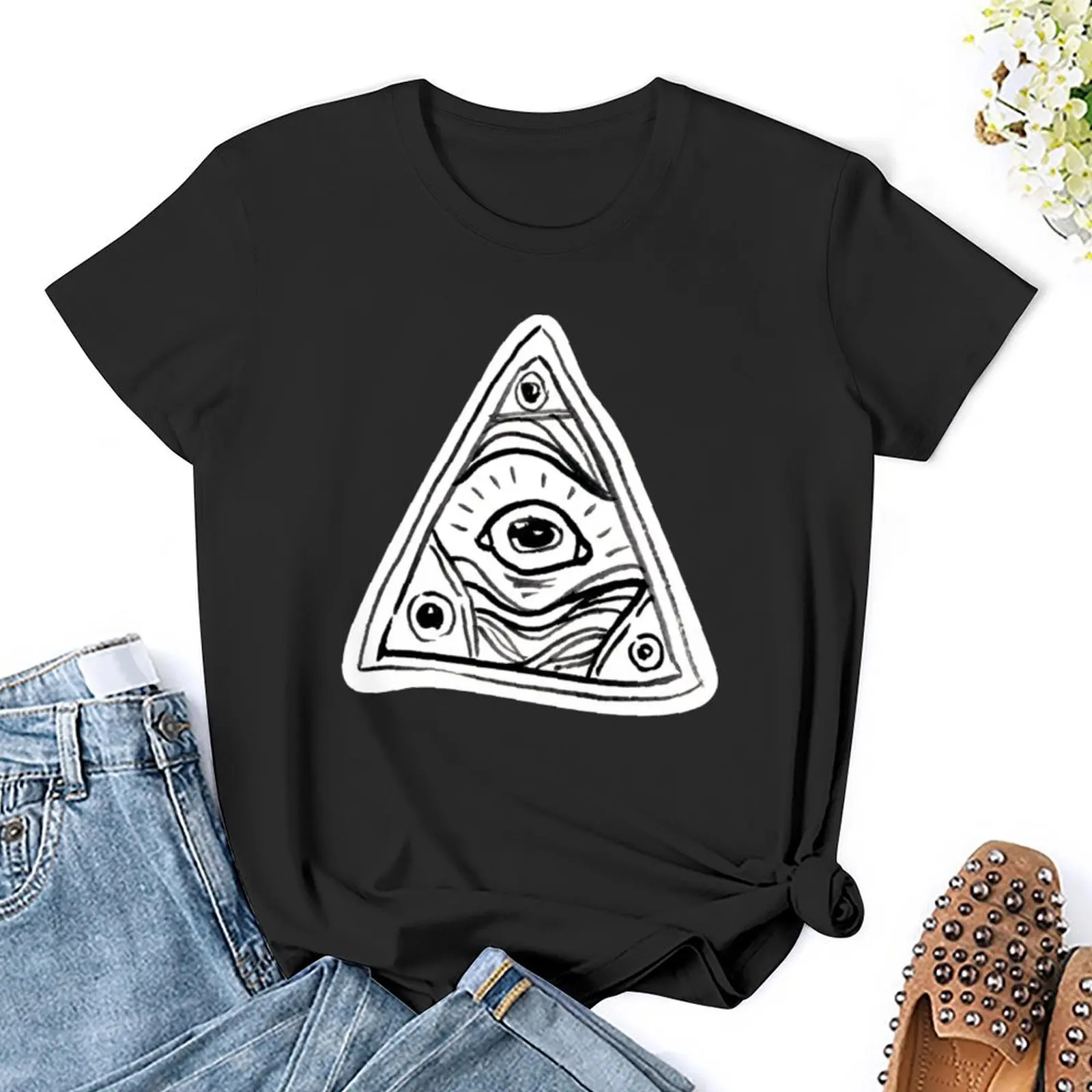 Camiseta feminina Illuminati Eye, Tops engraçados de verão, Roupa estética, Roupa estética, Roupas de grife, Luxo