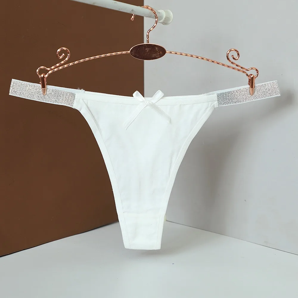 

Breathable Low-waisted Bowknot Panties Silver Thin Belt Bow Women's Briefs G-String Underwear Cotton Thong Lingerie