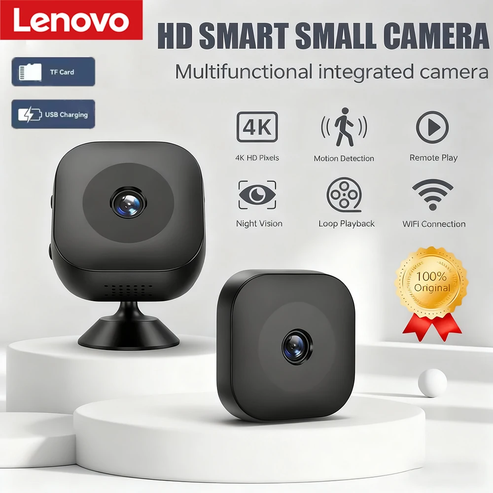 Lenovo Mini 4K HD Kamera WiFi Drahtlose Überwachung Sicherheit Schutz Remote Monitor Camcorder Video Überwachung Smart Home