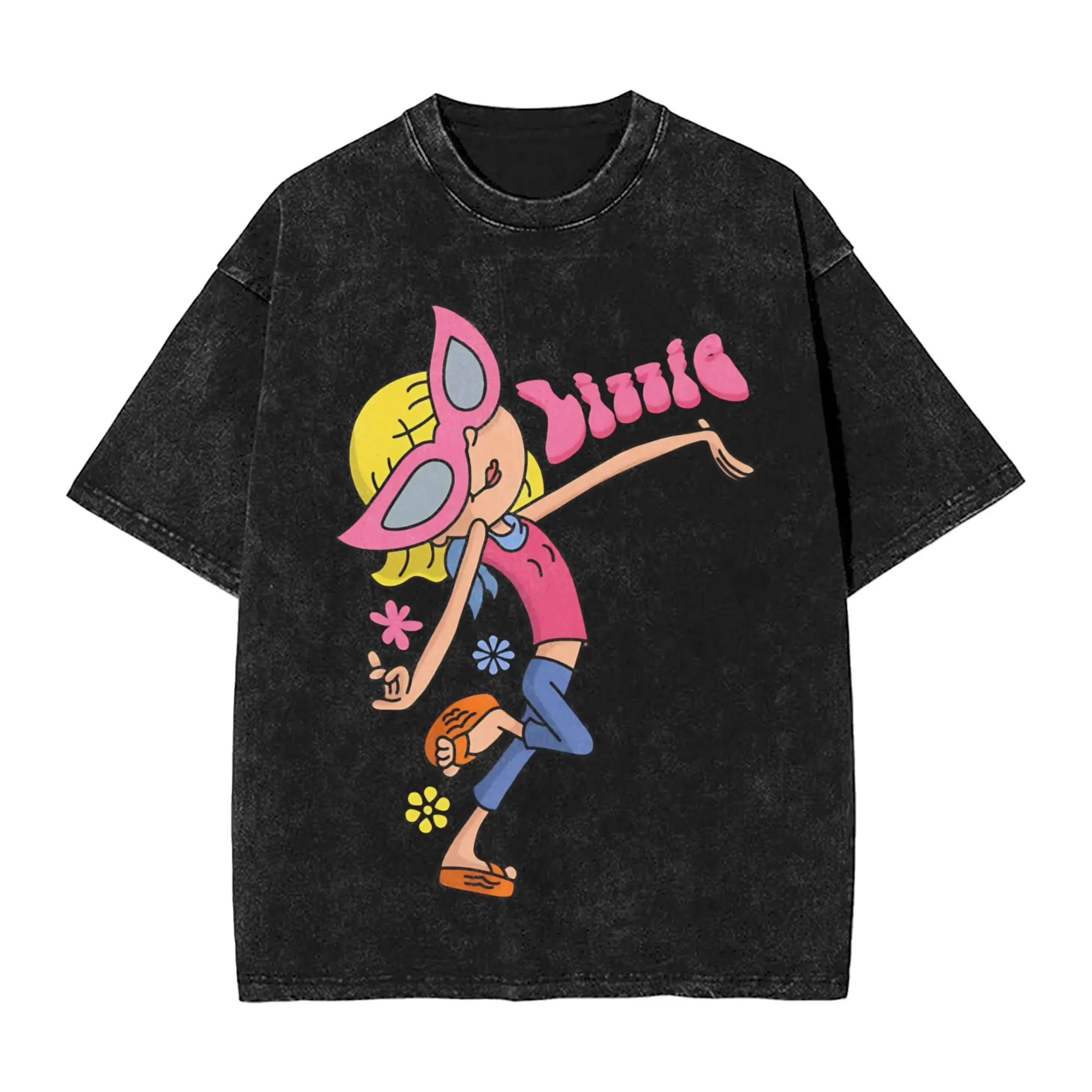 Hipster Lizzies Cartoon McGuires T-Shirt for Men Round Collar Pure Cotton Washed Short Sleeve Tee Shirt Big Size Clothing
