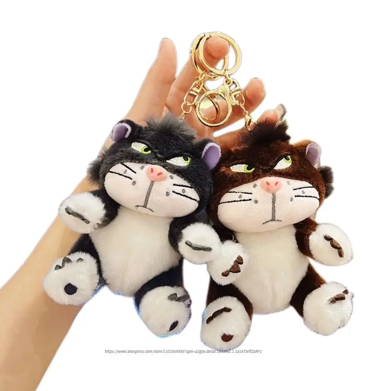 

10cm Lucifer Cat Pendant Toy Movie TV Cartoon Figure Key Ring Animal Key Chain Fluffy Brown Red Black Stuffed Fashion Accessory