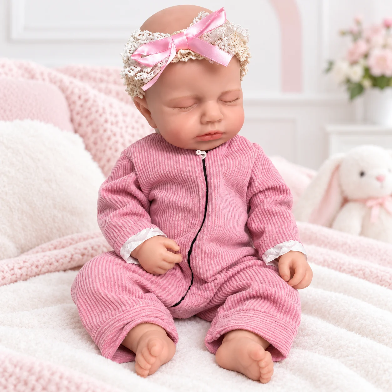 18 Inch Newborn Baby Girl Doll With Soft And Realistic Silicone All Over Body, Hand-Painted Skin That Can Be Washed With Water, Suitable For Adult Collectors, Birthday Gifts, Home Displays