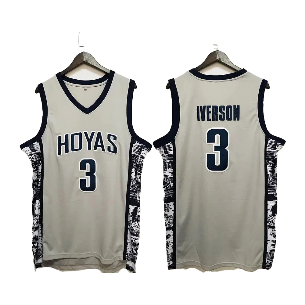 Basketball Jersey Shirt Men Sleeveless Vest 3 Iverson Georgetown Hoyas Athletic Sports Tank Tops Hip Hop Breathable Sportswear