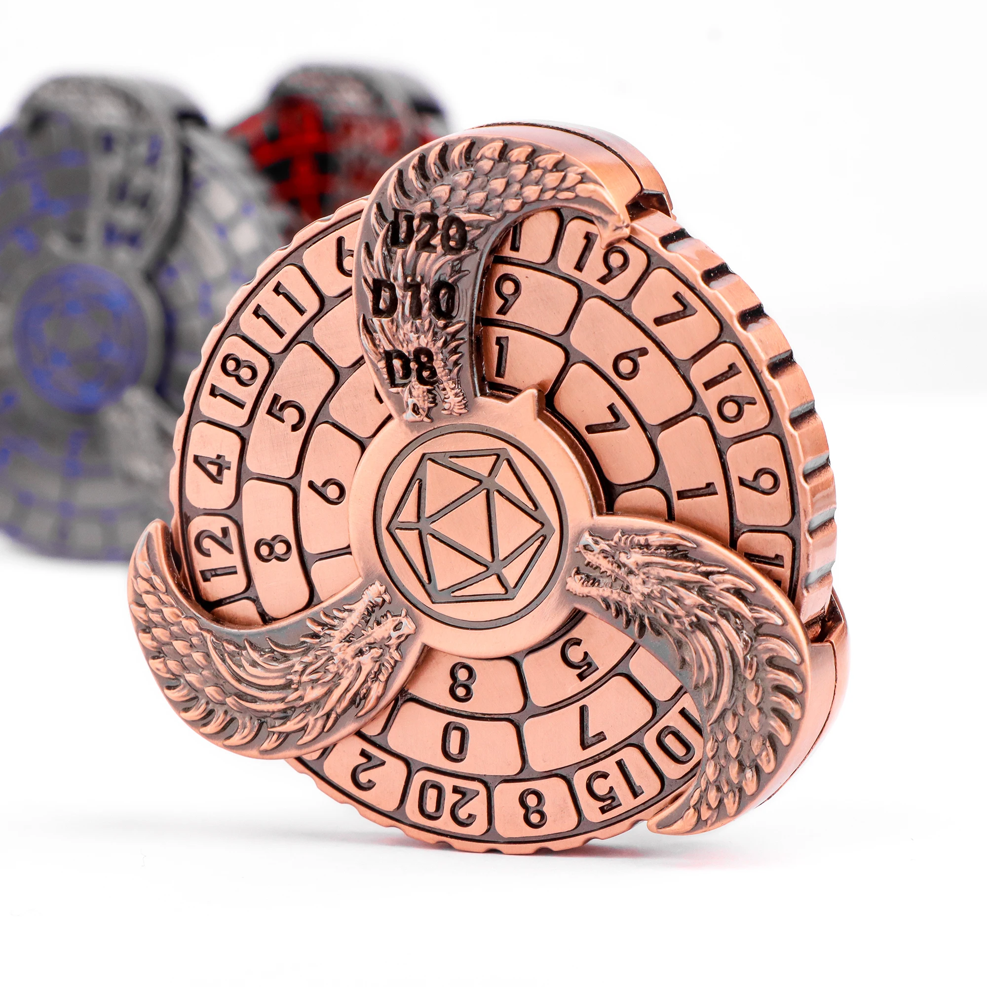 

7-в-1 металлический набор кубиков D&D, 3D рельефные уникальные кубики-спиннеры для подземелий и драконов, игровой подарок, коллекция кубиков-спиннеров DND