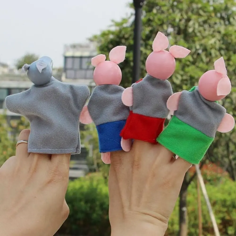 Mini Hand Finger Puppets Fairy Tales Cartoon Animal Puppets Brain-boosting Set Animal Puppets for 3 Pcs/4Pcs Role Playing