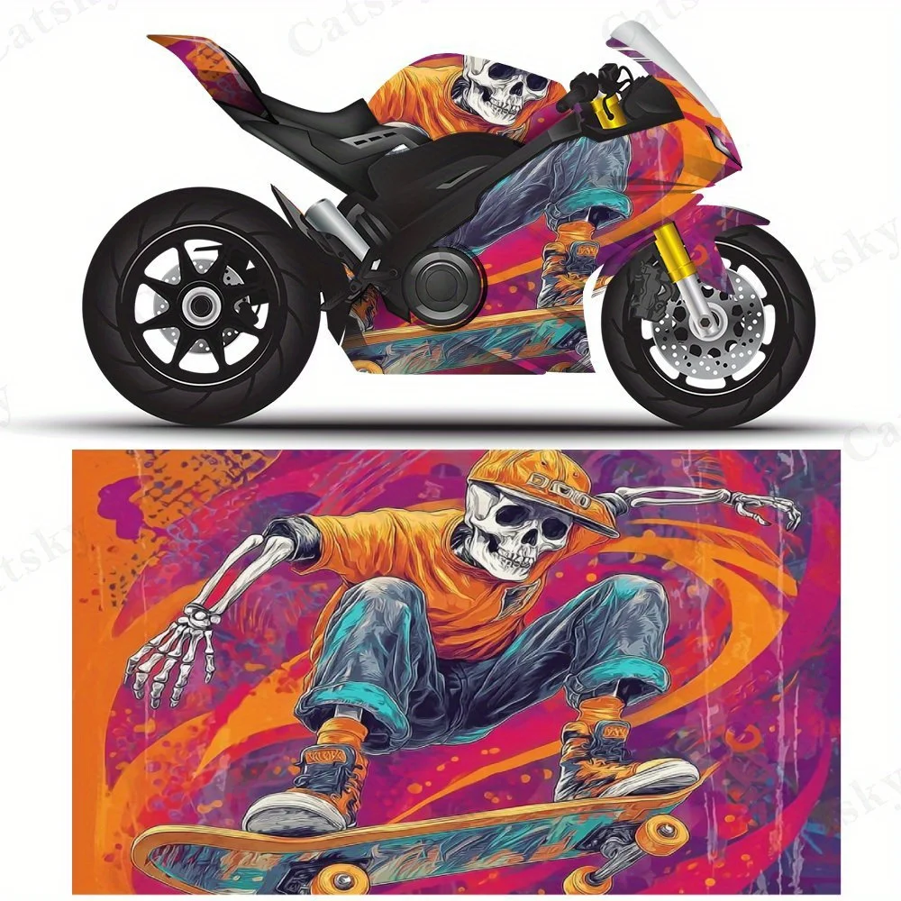 

Skateboard skeleton PVC material self-adhesive waterproof motorcycle car sticker, paste firm and anti-wear, waterproof and sun-r