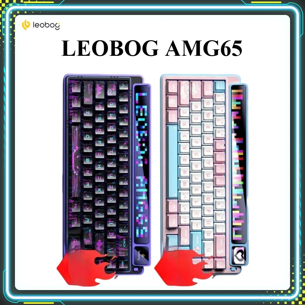 المنتجات الترويجية LEOBOG AMG65 لوحات مفاتيح الألعاب الساخن مبادلة RGB TFT شاشة LED لاسلكية ثلاثي الوضع لوحة المفاتيح المخصصة هدايا الكمبيوتر