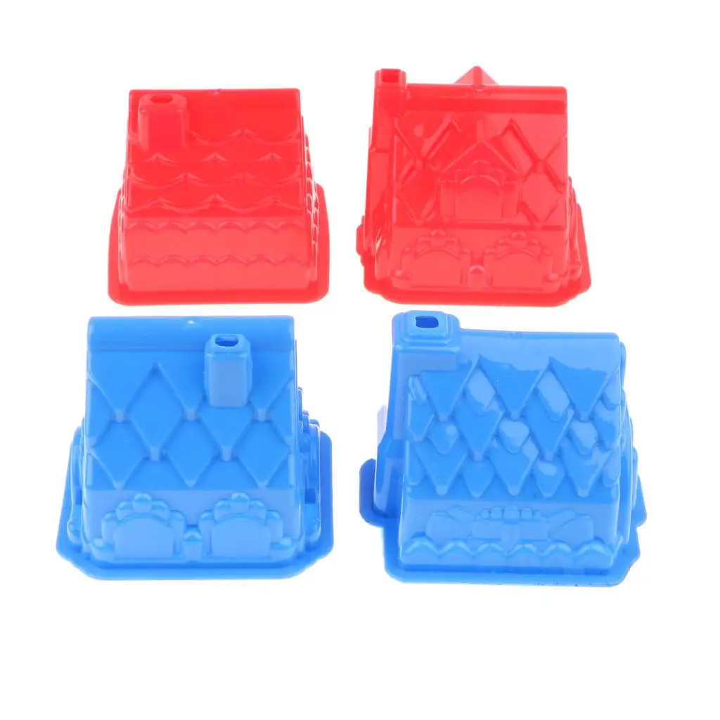 4 Pieces Of Plastic House Building Sand Molds for Children, Kids Beach Sandcastle Toy, Summer Day Gift