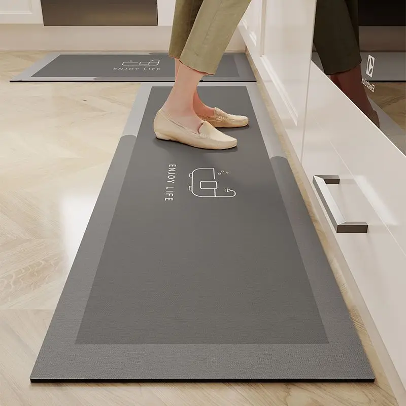 VIKAMA Kitchen Rug Simple Style Water And Oil Absorbent Anti-Slip Easy To Clean For Restaurant Silica Gel  Mat For Home Decor