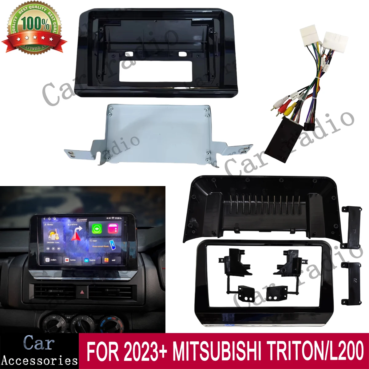 Marco de radio estéreo Android de 9 pulgadas para MITSUBISHI TRITON 2023+, panel de fascia para unidad principal, cubierta de salpicadero