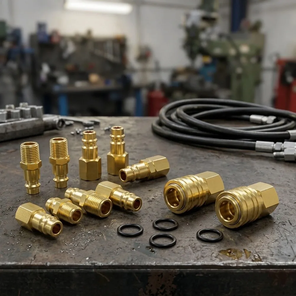 1/4 inch Quick Connect Fitting Kit for Air Hose Systems Featuring Easy Connection Disconnection and Safety Valve