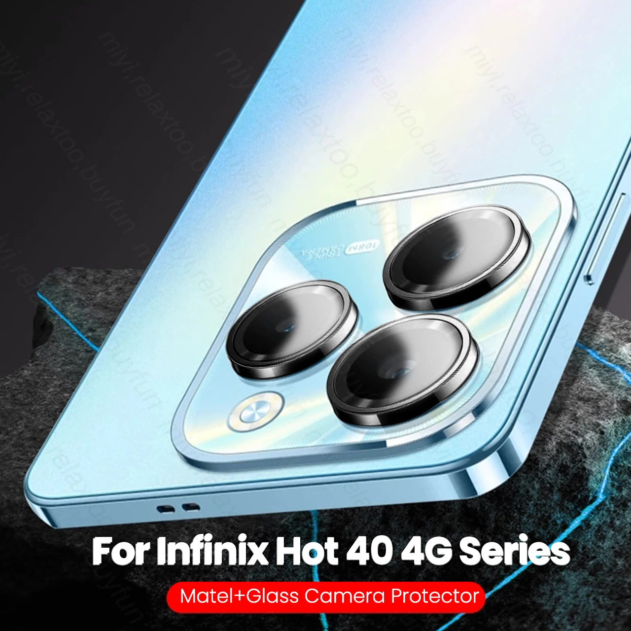 For Infinix Hot 40 Pro 4G Case Matel Ring Camera Protector On Hot40Pro Hot40 Hot 40Pro 40i Hot40i 4G 9D Tempered Glass Lens Cap