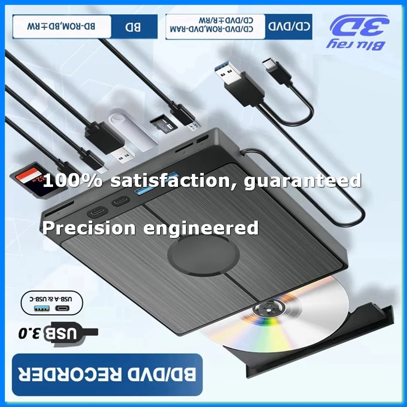 

External Blue Ray Optical Drive Portable Bluray Player CD Burner Reader for PC Laptop-ABAM