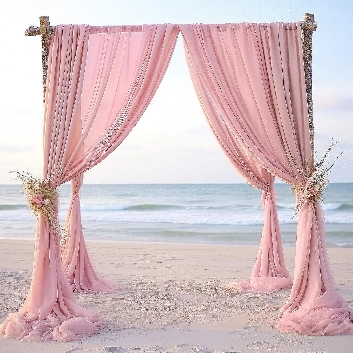 

2PCS Chiffon Arch Wedding Veil Lawn Party Event Outdoor Decoration Hanging Curtain Valance Table Runners Bachelorette Party