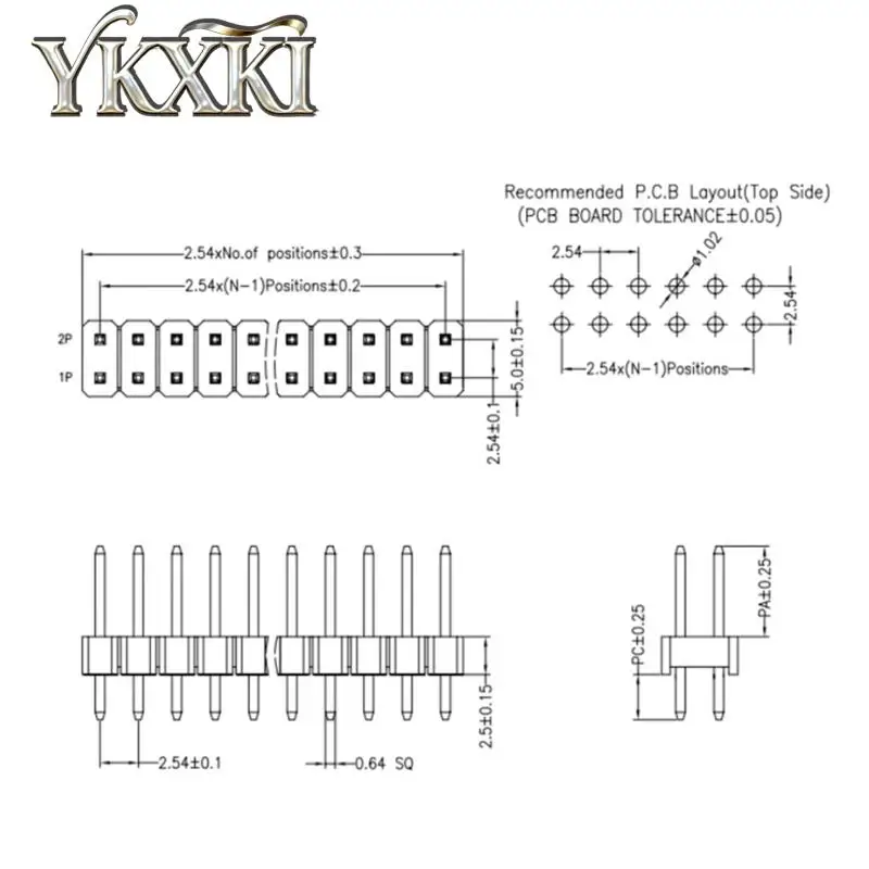 20-50Pcs 2.54mm 1X40P 2*40 Pin header PCB Board Pin Header Connector Strip Pinheader 2/3/4/5/6/8/10/12/15/20/40Pin For Arduino