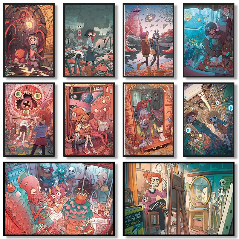 Anime Fantasy World Posters and Pictures Monster Octopus Vampire Zombie Canvas Painting Comics Wall Art Home Bedroom Decoration