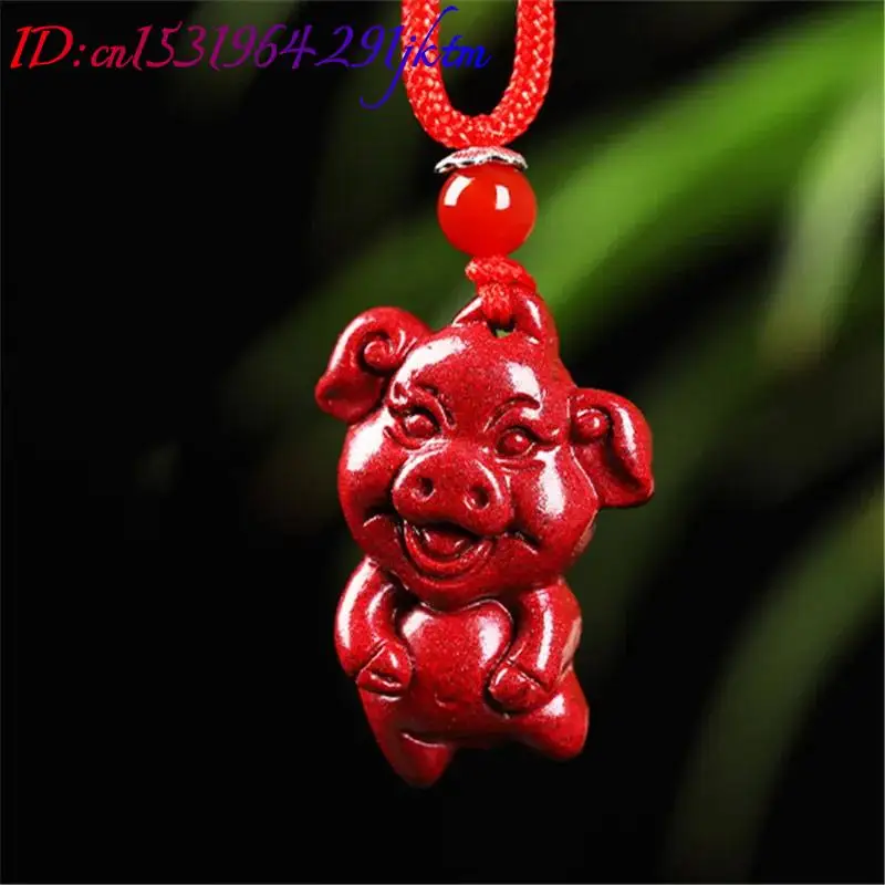 Natural Red Cinnabar Zodiac Pendant Necklace Fashion Jewelry Accessories Gifts for Women Vintage Men Charm Amulet Designer