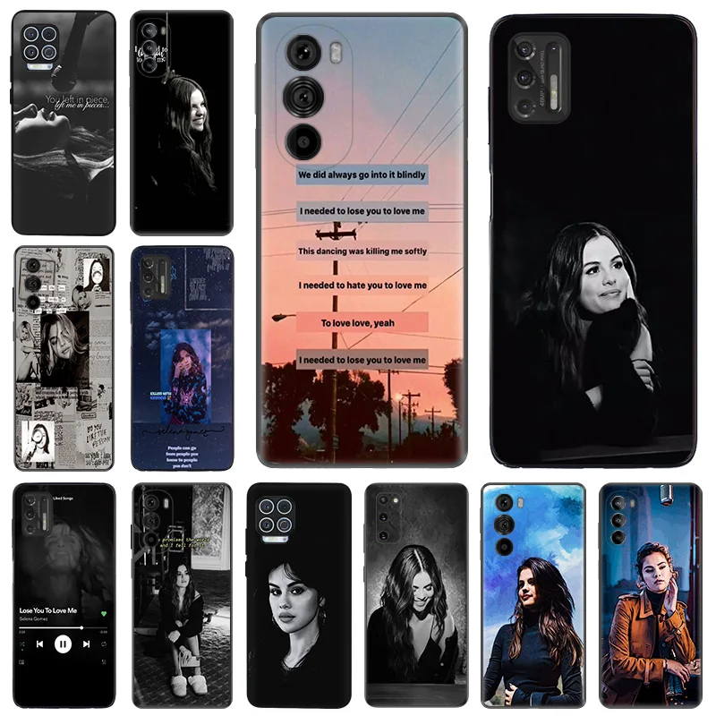 Phone Case For Motorola G50 4G G51 G30 G31 G60 G71 G22 G32 G52 G72 G73 G53 G9 G60s Selena Gomez Black Soft Anti-Drop Cover