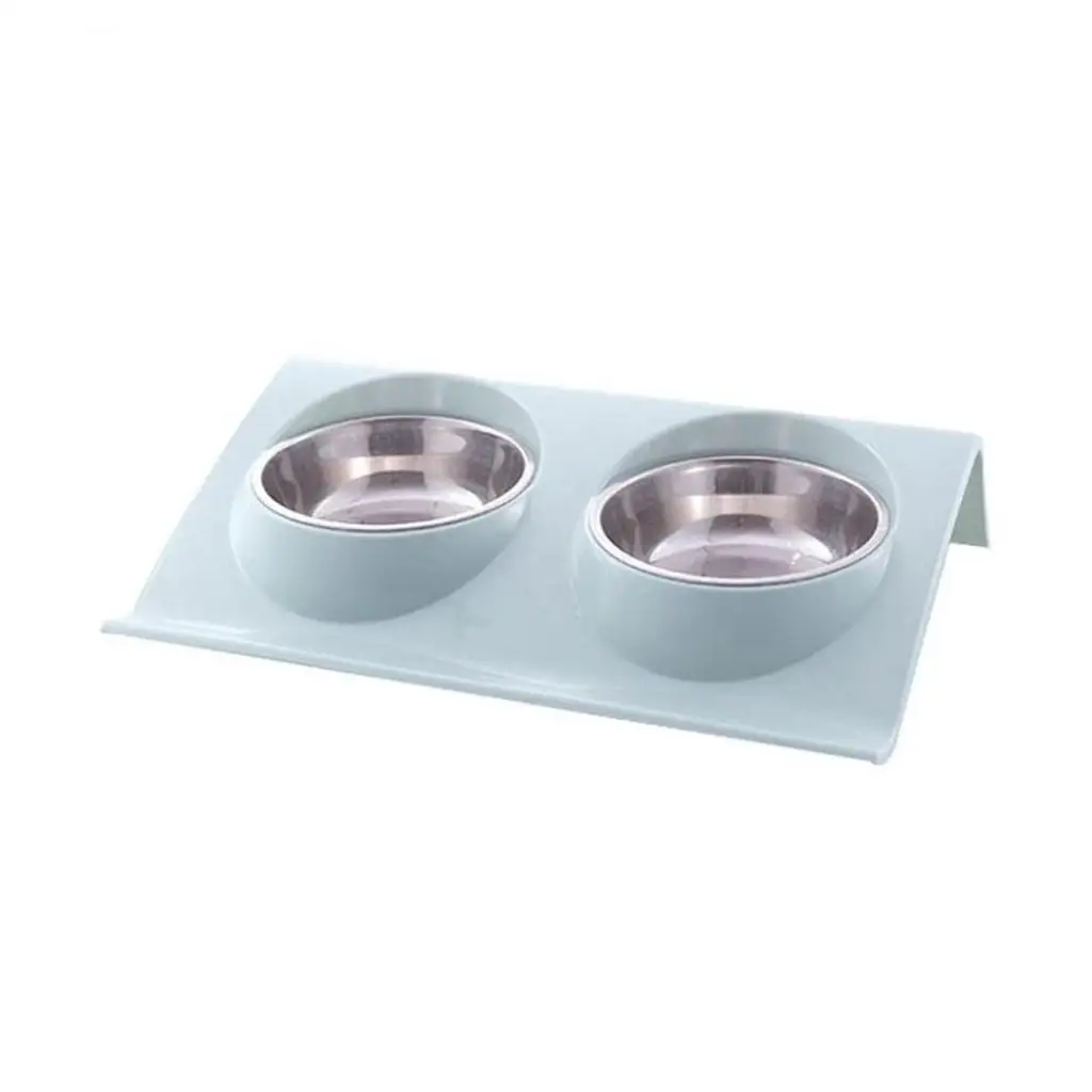 Practical New Dual Bowl Design Stainless Steel Dog Cat Puppy Feed Food Water Dish Pet Supplies