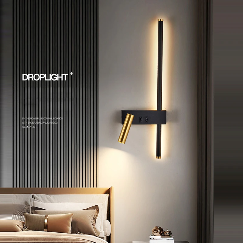 Imagem -04 - Led Bedside Wall Lamp Swing Spotlight Ligar e Desligar Switch Light Decor Sofá Fundo Sala de Estar Leitura Wall Sconce Ajustável