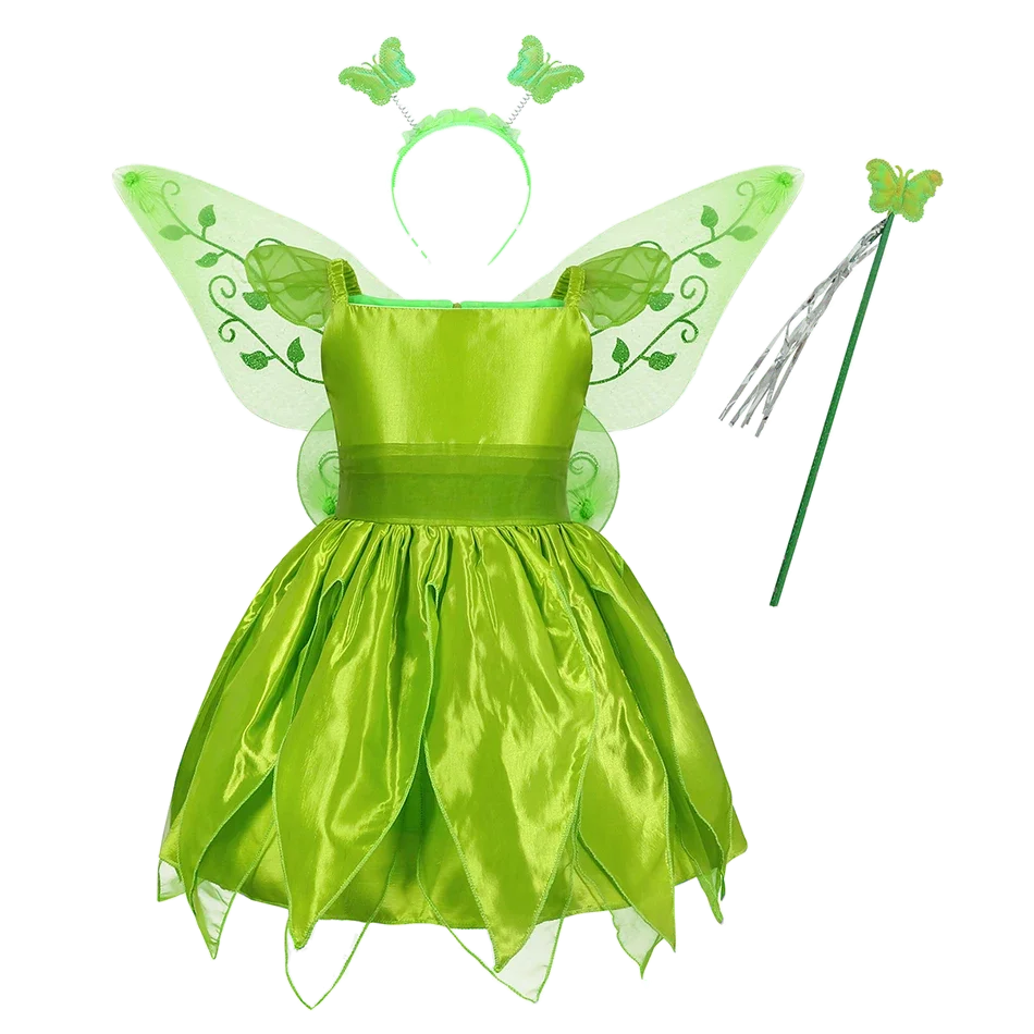 Disney Schattige Meisjes Tinker Bell Kostuum Halloween Kostuum Kids Fancy Dress Fee Prinses Cosplay Carnaval Verjaardagsfeestje