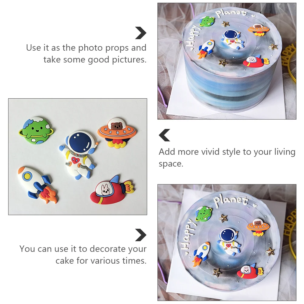 15 pezzi di decorazioni per torte nello spazio esterno, adorabili ornamenti per astronauti per matrimoni di compleanno, oggetti di scena per foto, ornamenti per torte nello spazio esterno