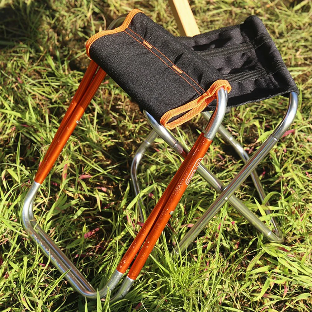 

Outdoor Folding Stool Small Orange Chair for Camping Fishing BBQ Beach Trip Lightweight Portable with Storage Bag