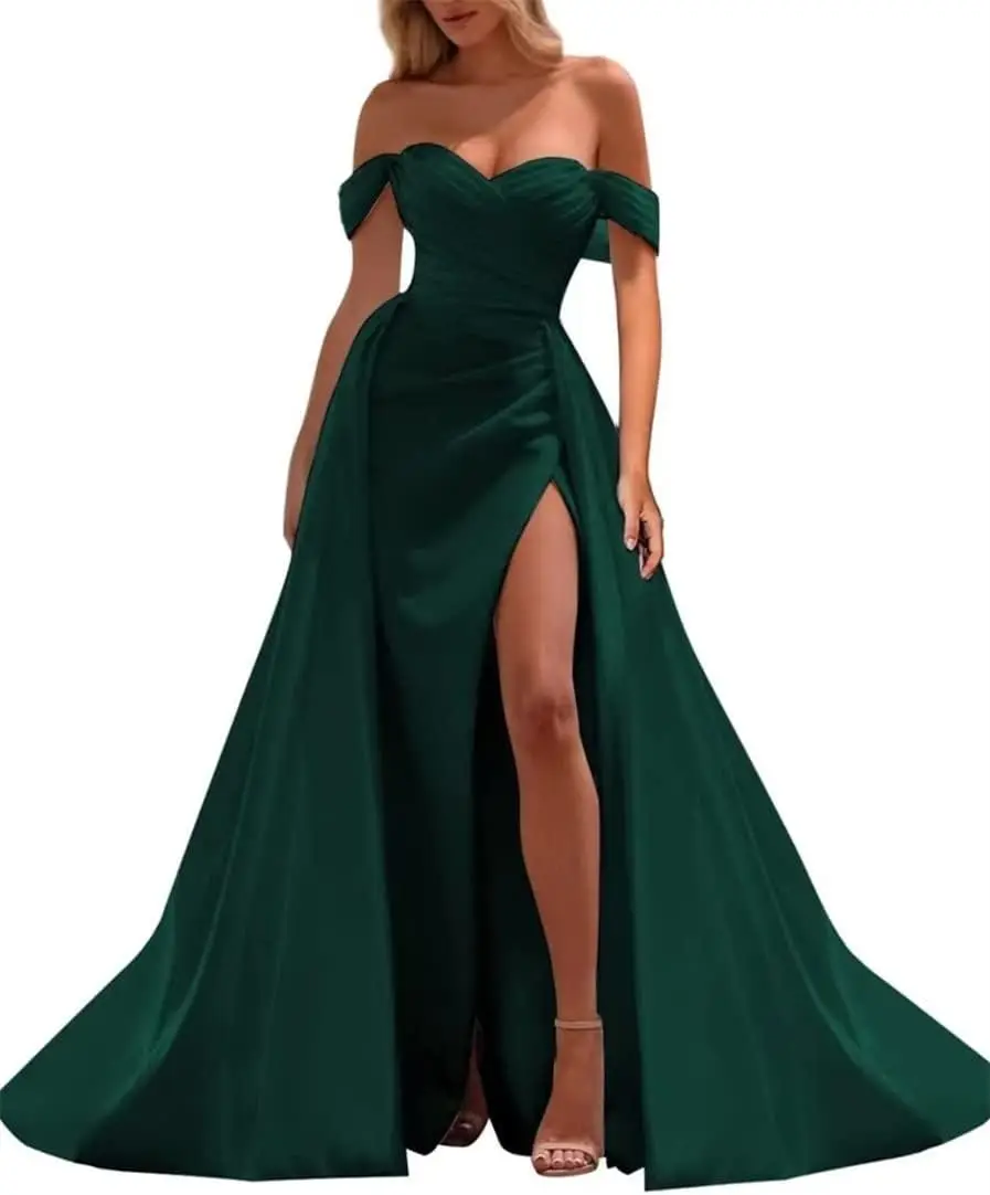 Customized One Shoulder Simple Elegant Temperament Evening Dresses Simple High Waist Split Prom Dress Solid Tailing Wedding Part